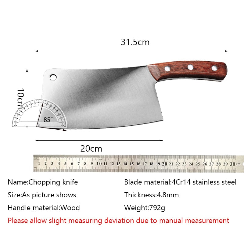 Big Bone Knives Chopping Knife 835g Stainless Steel Cleaver 5mm Blade Chopping Kitchen