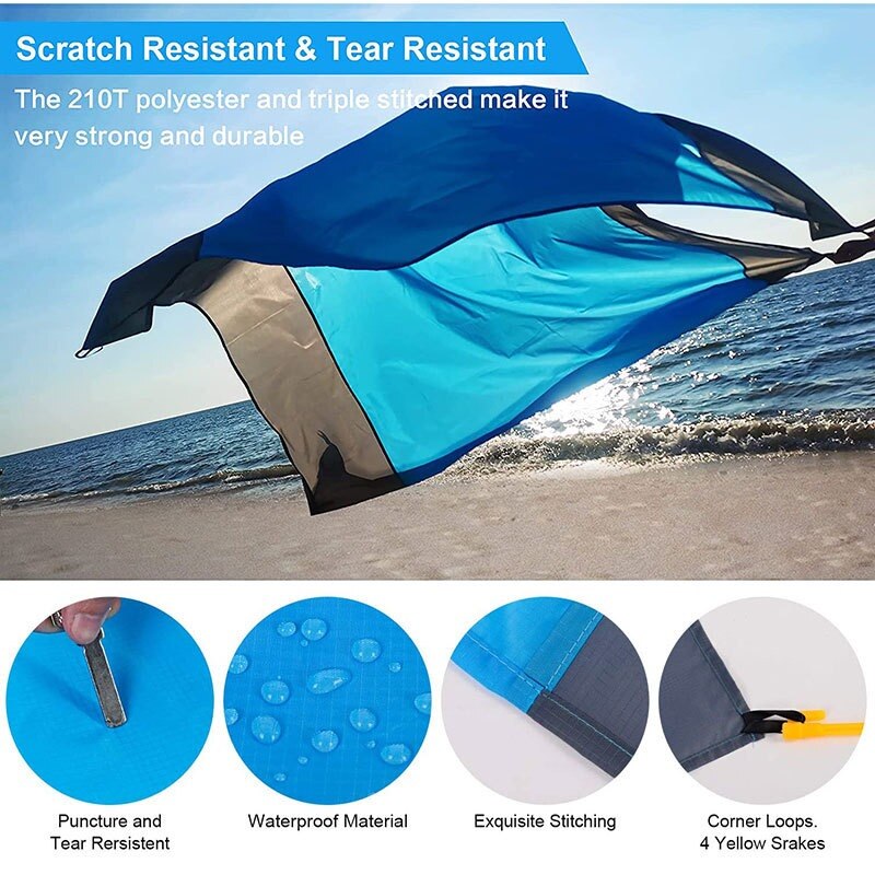 Beach Blanket Waterproof Sandproof Pocket Beach Mat Folding Camping Mattress Portable