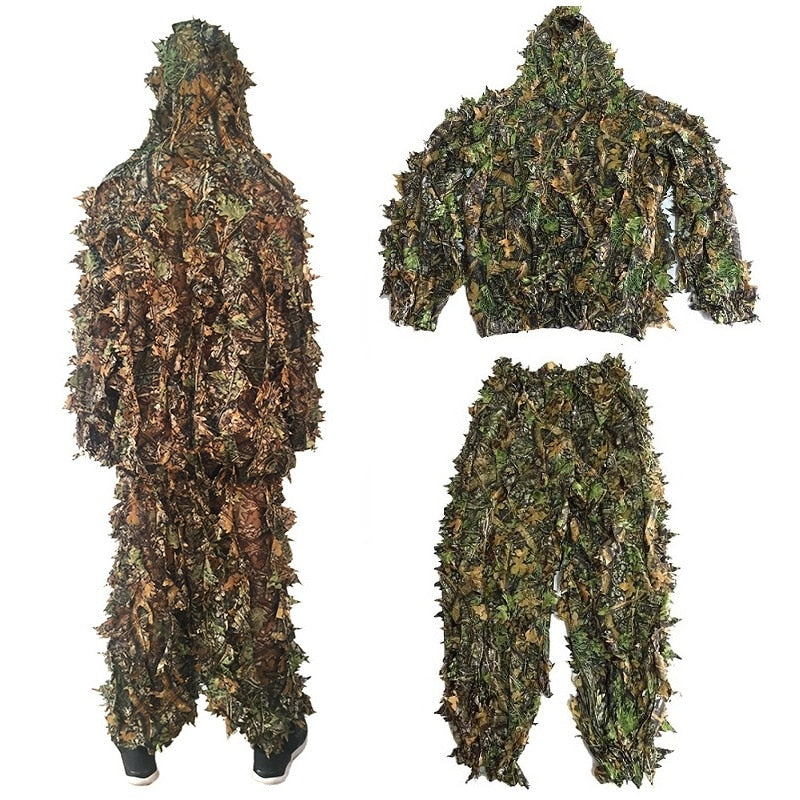 Men Women Kids Outdoor Ghillie Suit Clothes Jungle Suit Training Leaves Clothing Hunting