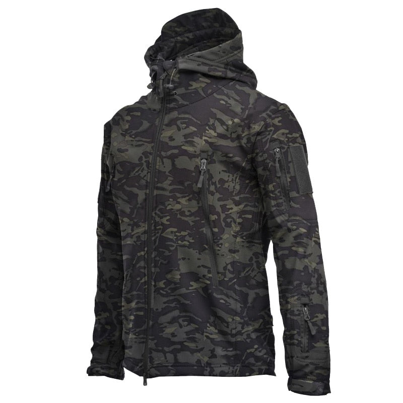 Men's Jacket Soft Shell Shark Skin Fleece Waterproof Windproof Windbreaker Tactical Coat