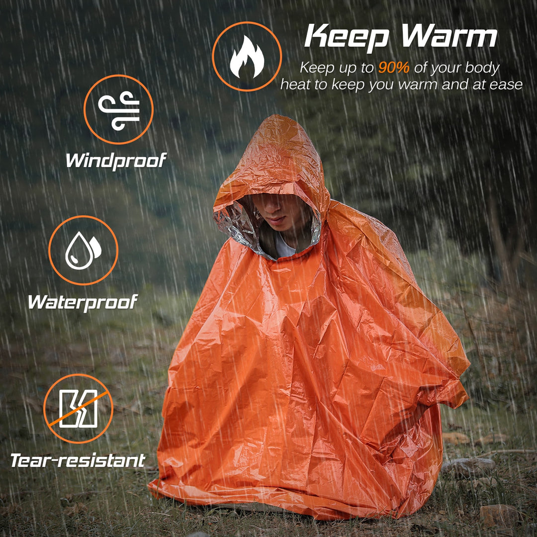 4/8pcs Emergency Rain Poncho Thermal Blanket Poncho Weather Proof Outdoor Survival