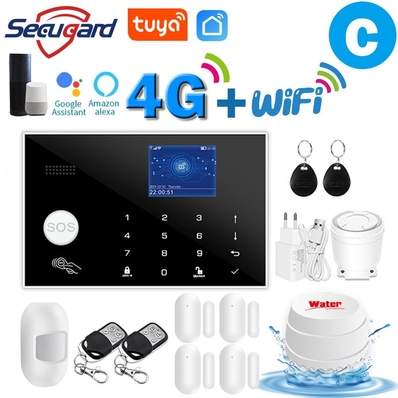 Tuya WiFi GSM Home Security Alarm System 4G Smart Burglar Host 433MHz Wireless TFT