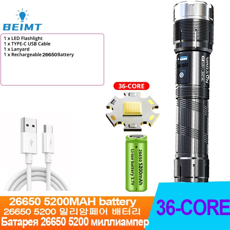 Super High Power LED Flashlights Rechargeable Tactical Torch Zoom 7 Modes Waterproof