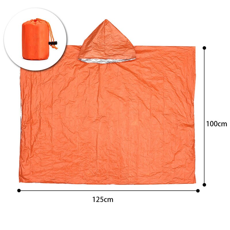 MENFLY Emergency Thermal Raincoat Portable Survival Rain Poncho Camping Travel Foldable Safety