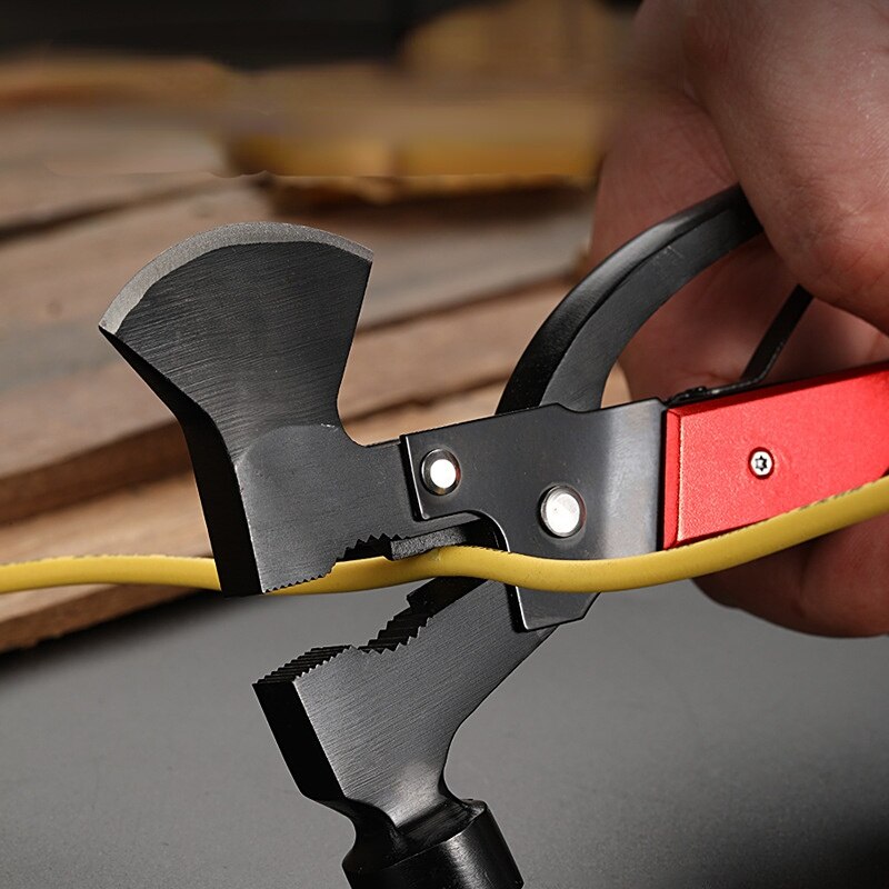 Safety Axe Hammer Multifunctional Ax Pliers Saw Wrench Corkscrew Cutter Combination