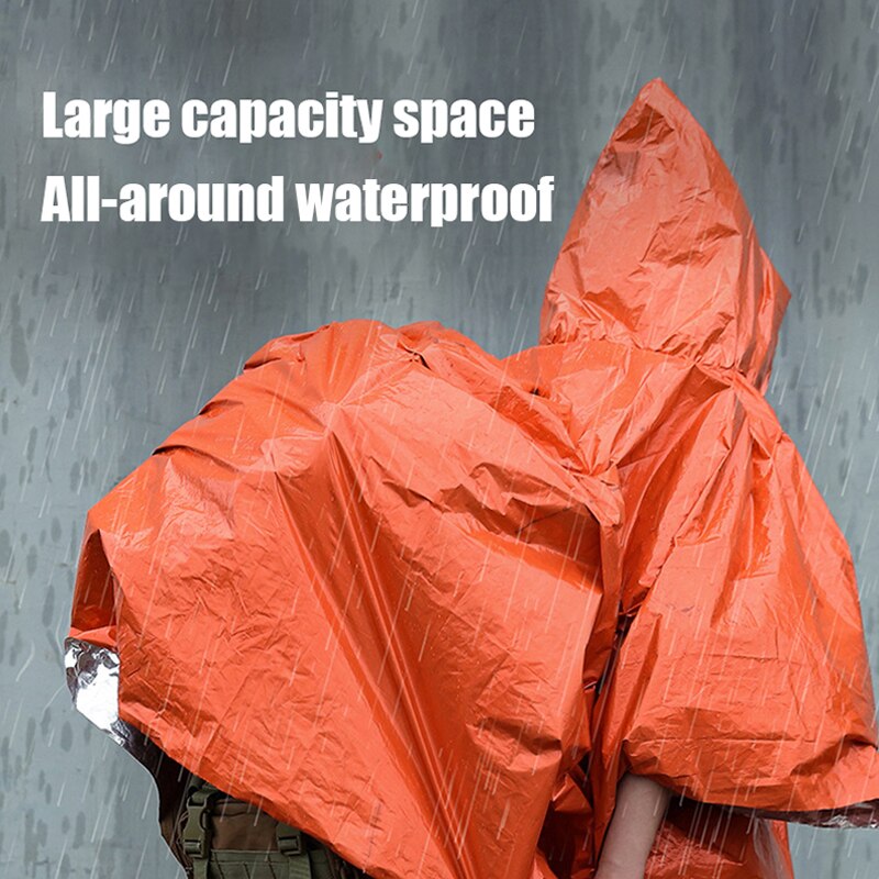 Emergency Waterproof Raincoat Aluminum Film Poncho Cold Insulation Rainwear Blankets