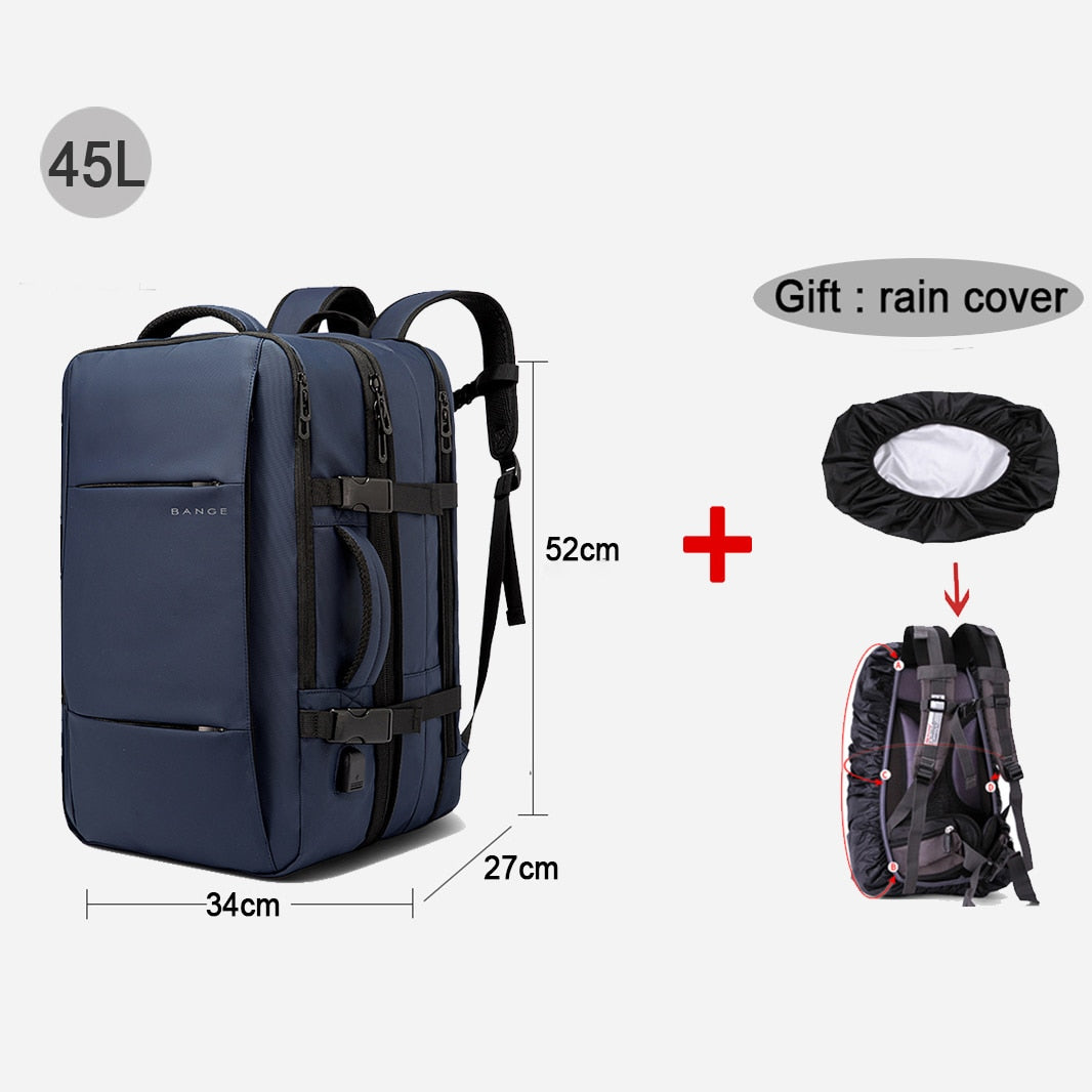 Travel Backpack Men Business Aesthetic School Expandable USB Bag Large Capacity