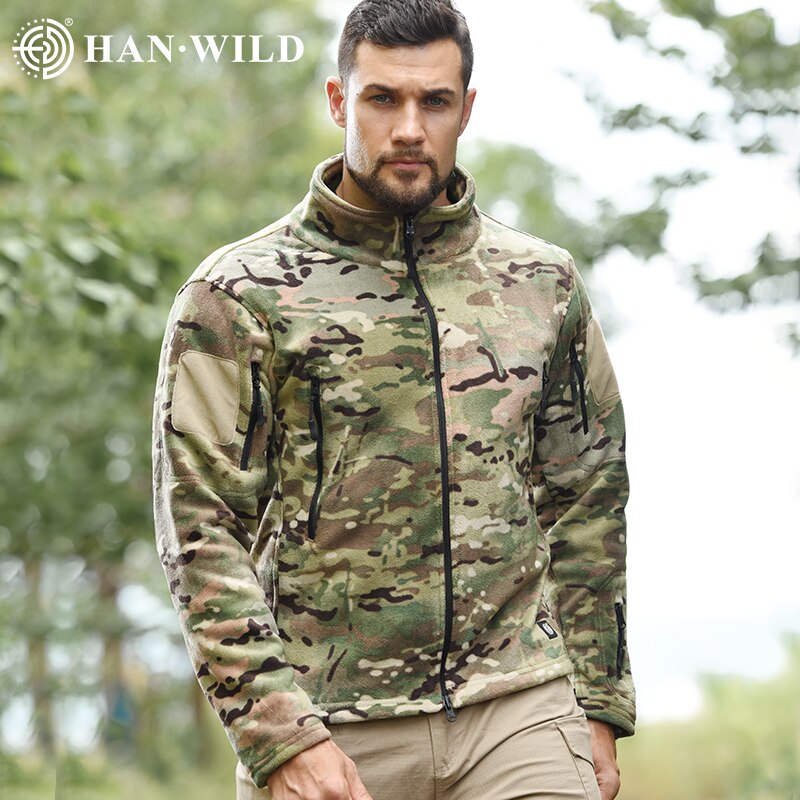 Men Thermal Fleece Military Tactical Jacket Airsoft Hooded Coat Soft Hiking Safari Hunting Cloth