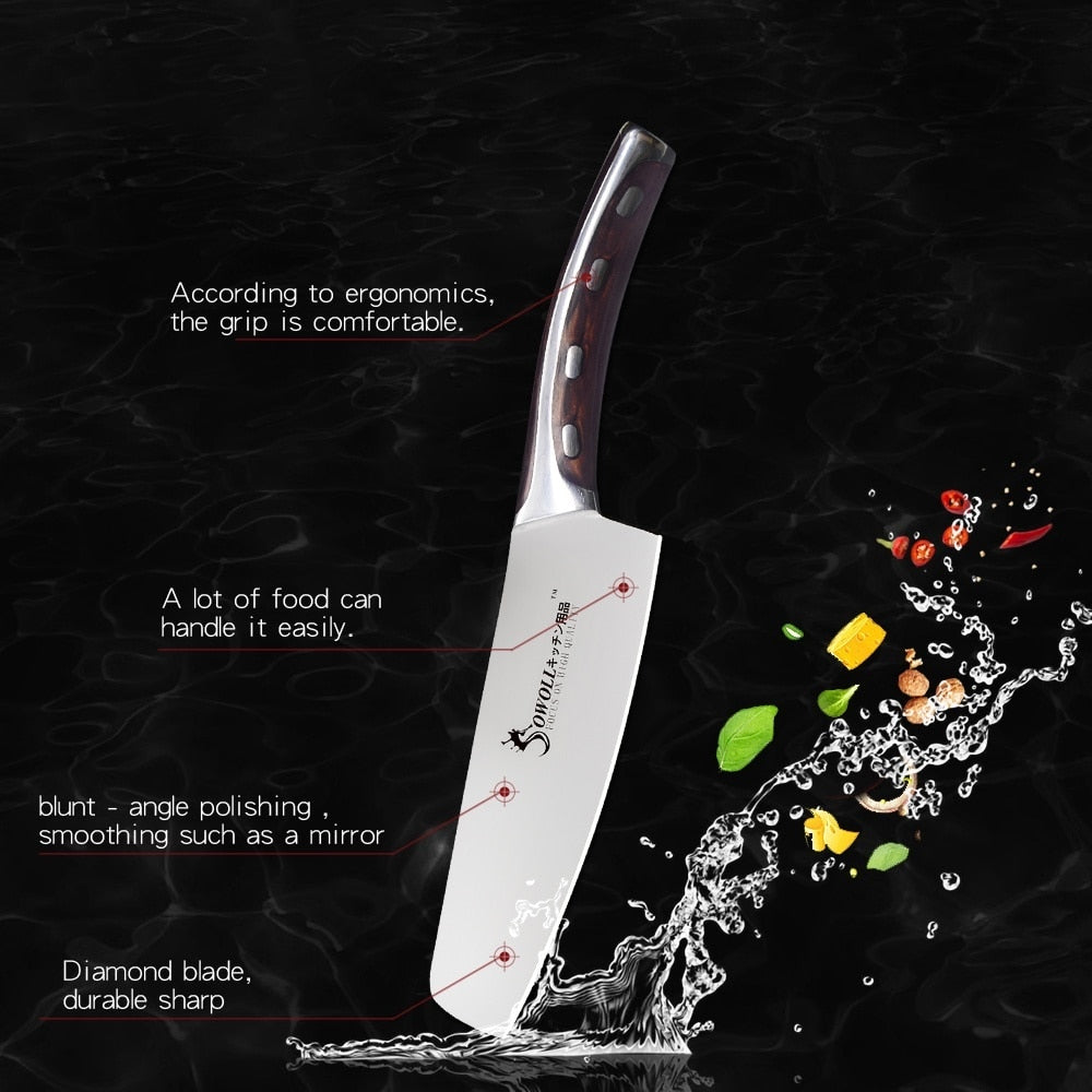 7 inch Chef Knife 4Cr13 Chinese Kitchen Knives Meat Fish Vegetables Slicing Knife Super