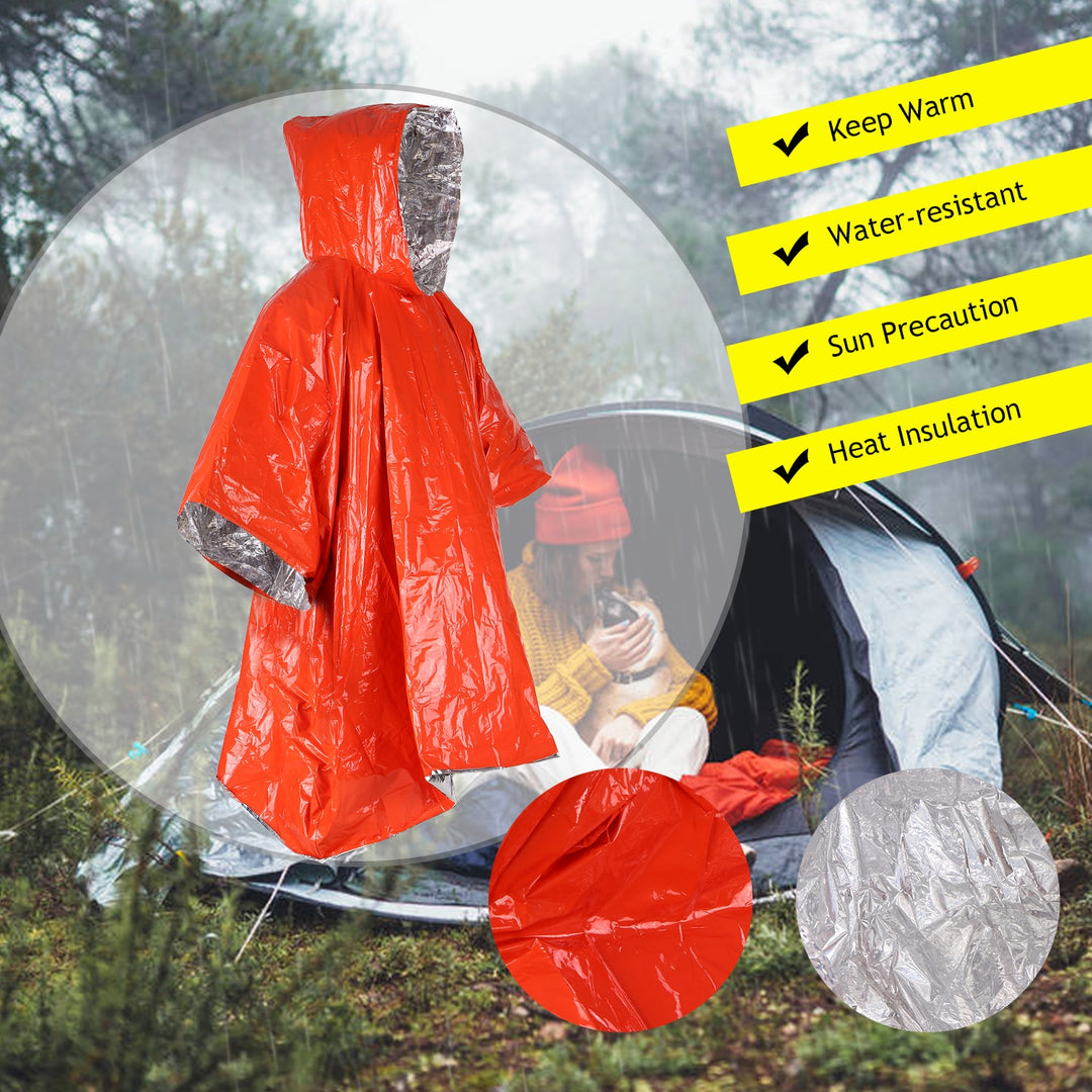 Emergency Water Proof Raincoat Aluminum Film Disposable Poncho Cold Insulation Rainwear