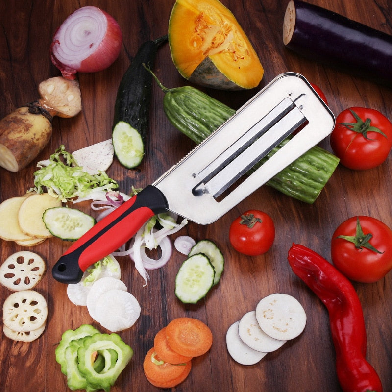 SHUOJI Vegetable Slicer Double 2 Slice Blade Slicing Knife Fish Scale Cleaner Knives Cabbage