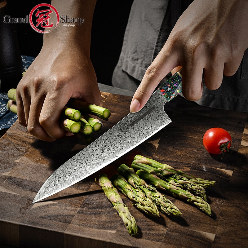 Chef's Knife 67 Layers AUS-10 Japanese Damascus Kitchen Stainless Steel Tool Gyuto Knives Gift