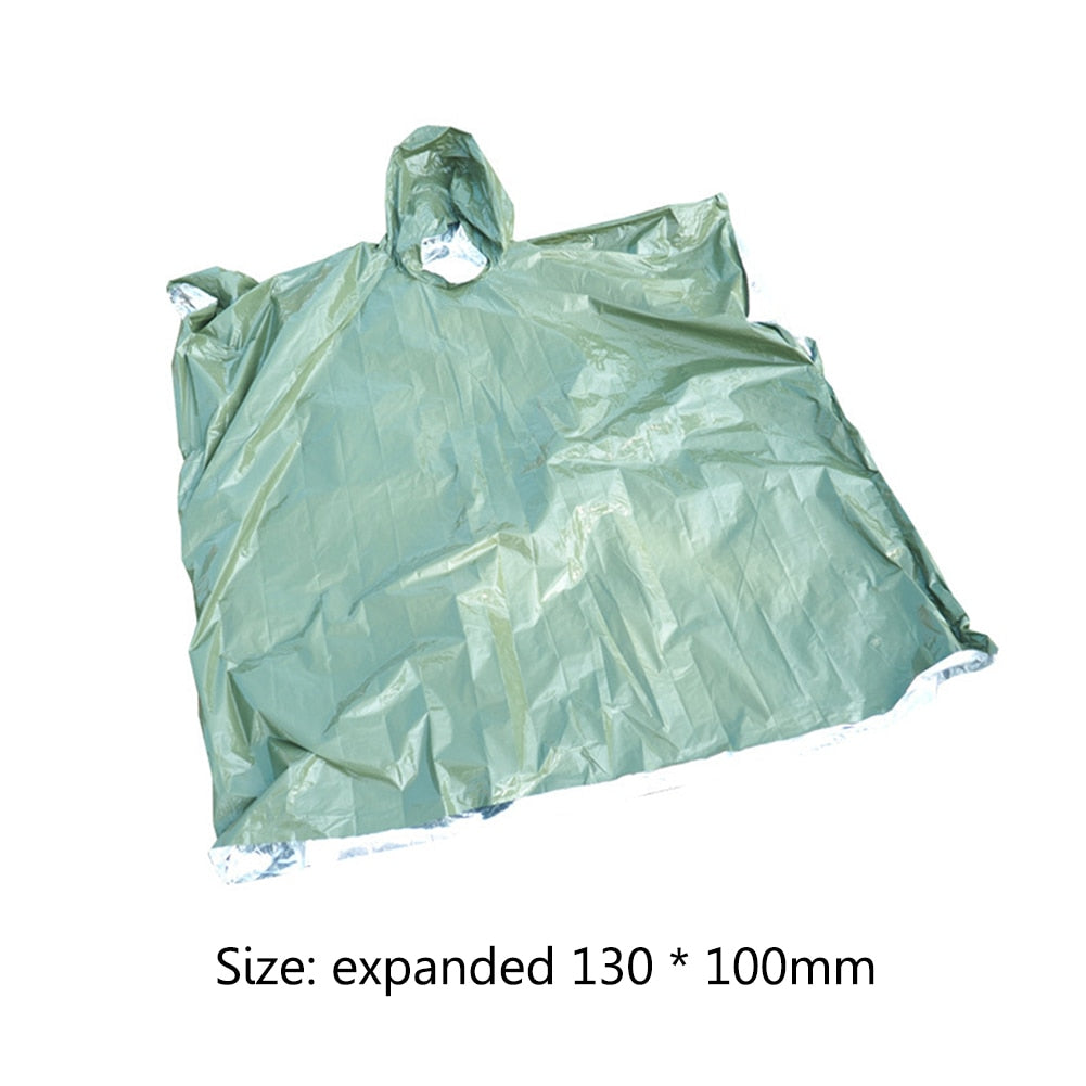 Emergency Raincoat Poncho Aluminum Film Thickened Reflective Long Blanket Bike Cycling Hiking