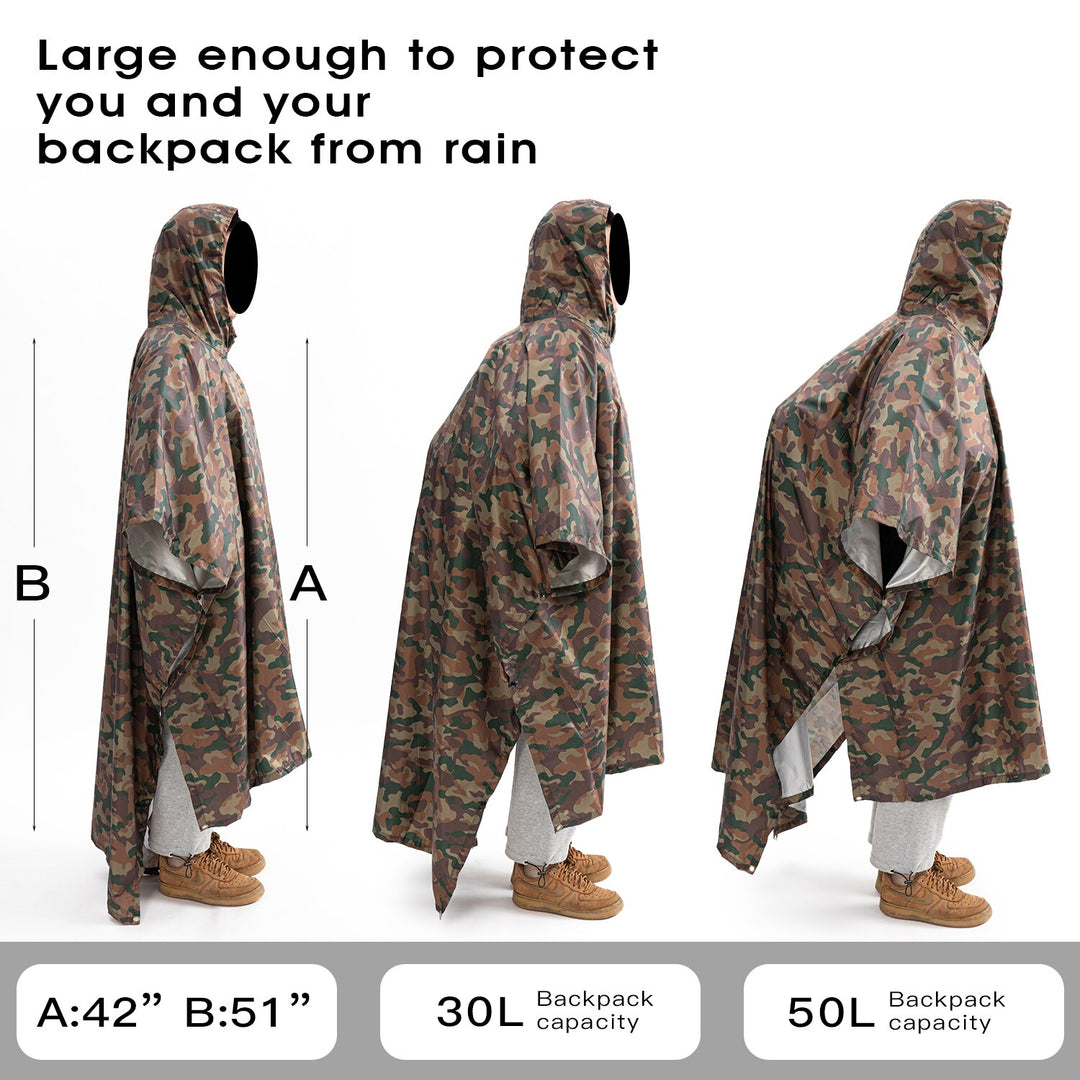 3 in 1 Raincoat Backpack Hood Hiking Cycling Poncho Waterproof Outdoor Camping Tent