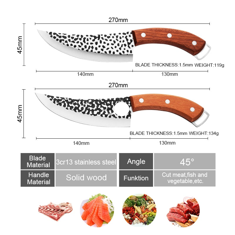 5.5" Kitchen Knife Professional Boning Knife Handmade  Forged Stainless Steel Outdoor Hunting