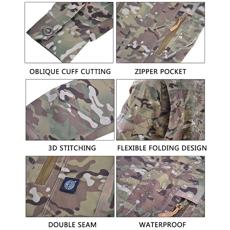 Fashion Military Jacket Men Tactical Waterproof Army Camouflage Hunting Clothes Airsoft