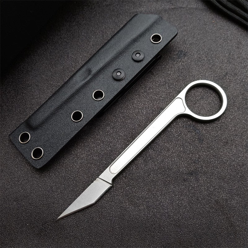 Outdoor Mini Neck Knife Fixed Blade EDC Hunting Knife with K Sheath Keychain Tactical Survival Tool