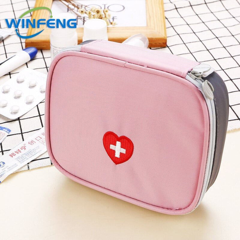 Mini Medical First Aid Bag Outdoor Travel Empty Storage Organizer Survival Emergency Kits Pink Gray