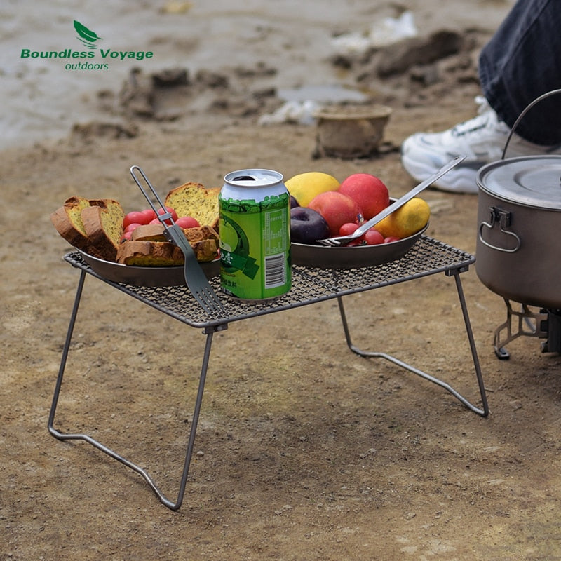 BBQ Grill Net with Folding Legs for Camping Beach Picnic Meat Food Barbecue Desk Tabletop