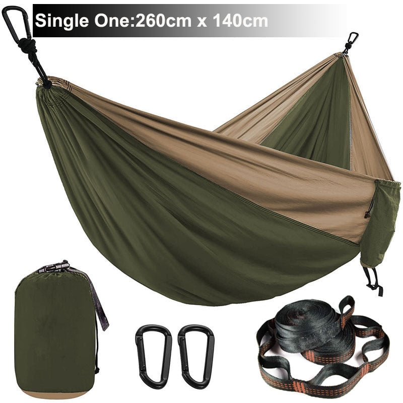 Solid Color Parachute Hammock with Hammock straps and Black carabiner Camping Survival