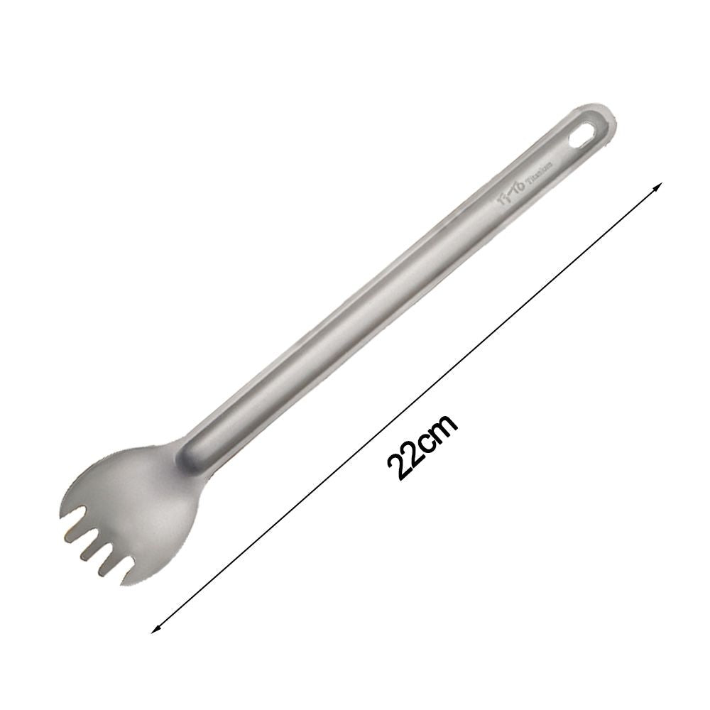 Portable Outdoor Camping Titanium Cookware Cutlery Fork Titanium Long Handle Spoon