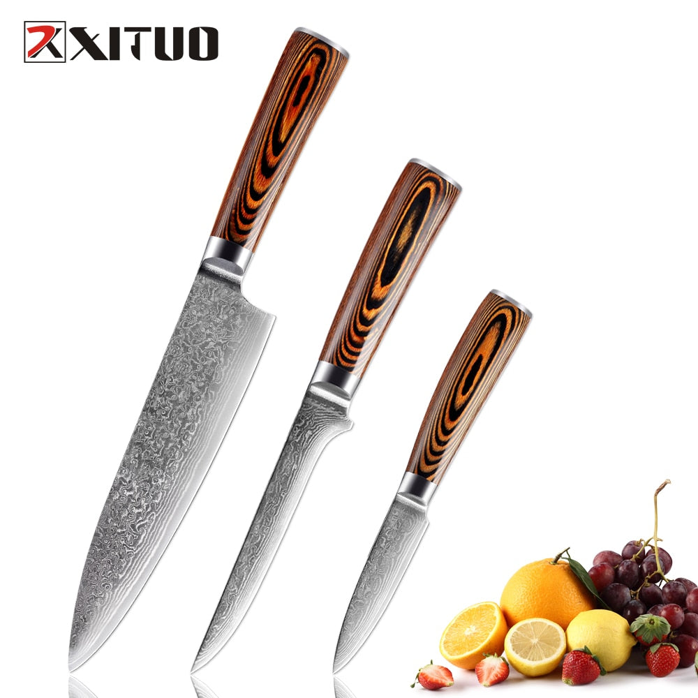 XITUO 1-4pcs kitchen knives set Japanese Damascus steel kitchen knife VG10 chef boning