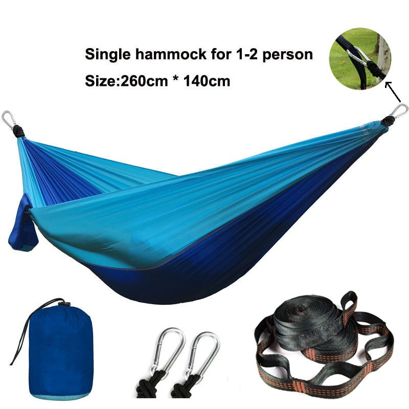 Solid Color Parachute Hammock with Hammock straps and Black carabiner Camping Survival