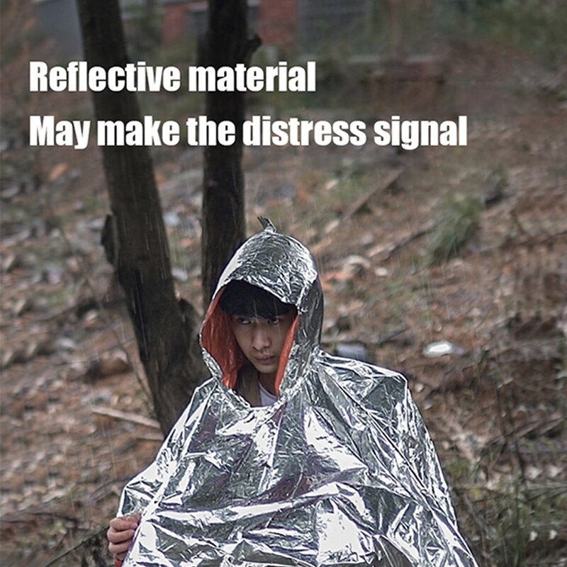 Emergency Waterproof Raincoat Aluminum Film Poncho Cold Insulation Rainwear Blankets