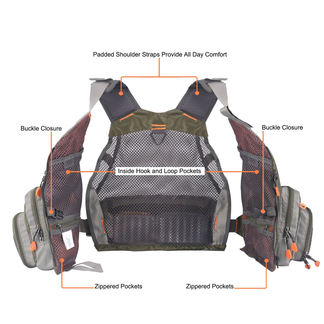 Maximumcatch Mesh Fly Vest Fishing Back Multifunction Pockets Fishing Backpack Vest