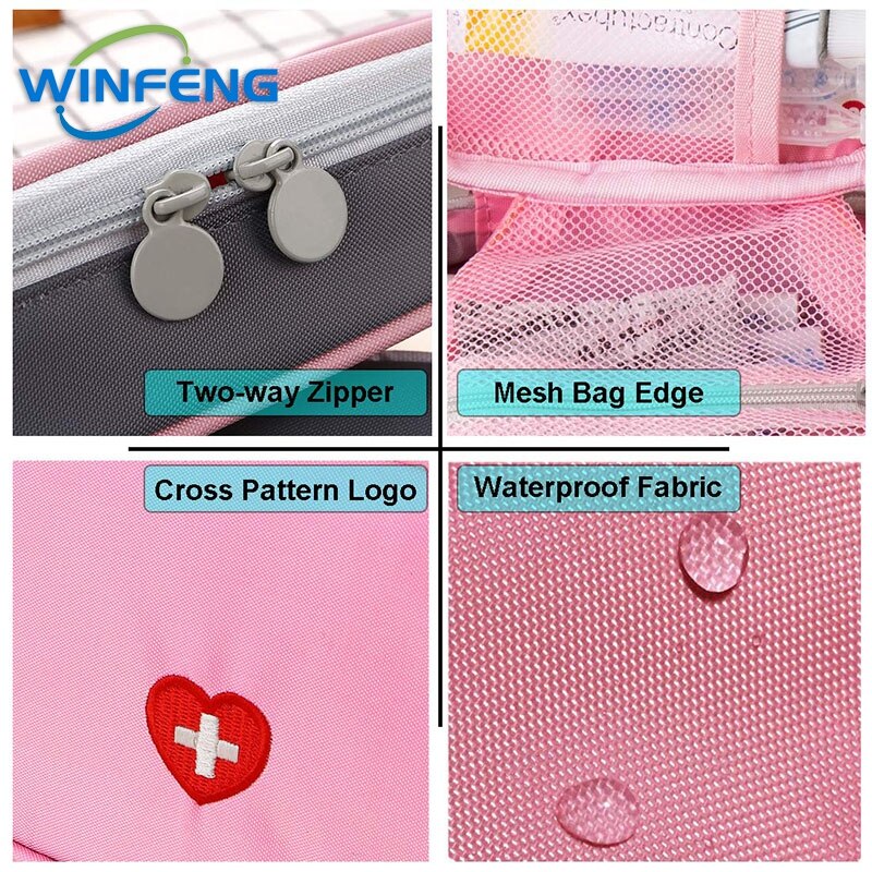 Mini Medical First Aid Bag Outdoor Travel Empty Storage Organizer Survival Emergency Kits Pink Gray