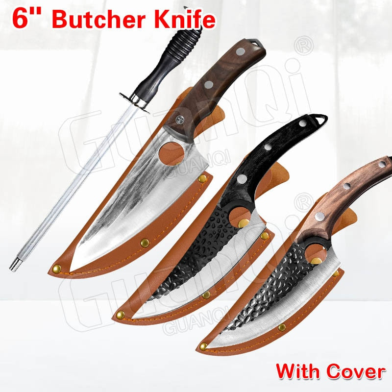 Fish Filleting Knife Stainless Steel Boning Handmade Kitchen Meat Cleaver Camping Cutter Chef Knives