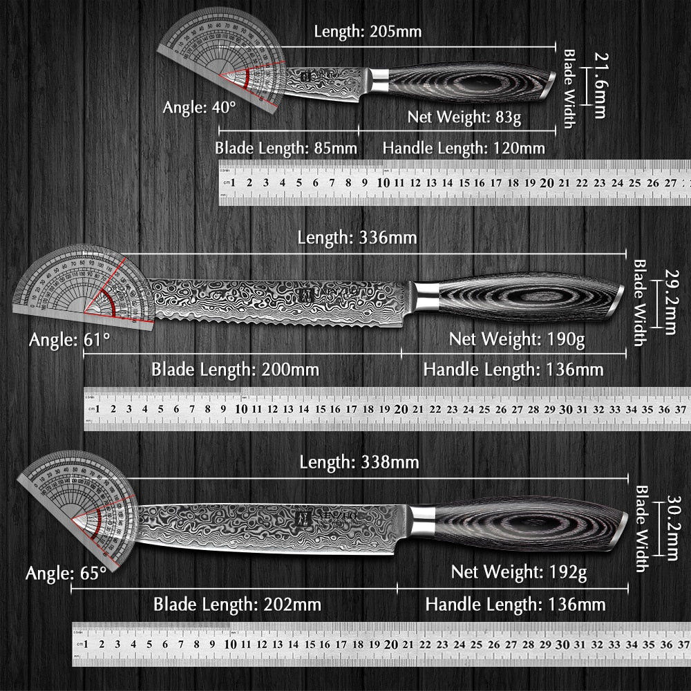 6PCS Kitchen Knives Sets High Carbon Japanese Style VG10 Damascus Steel Chef Santoku