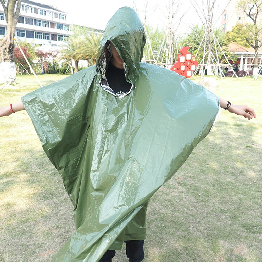 Emergency Raincoat Poncho Aluminum Film Thickened Reflective Long Blanket Bike Cycling Hiking