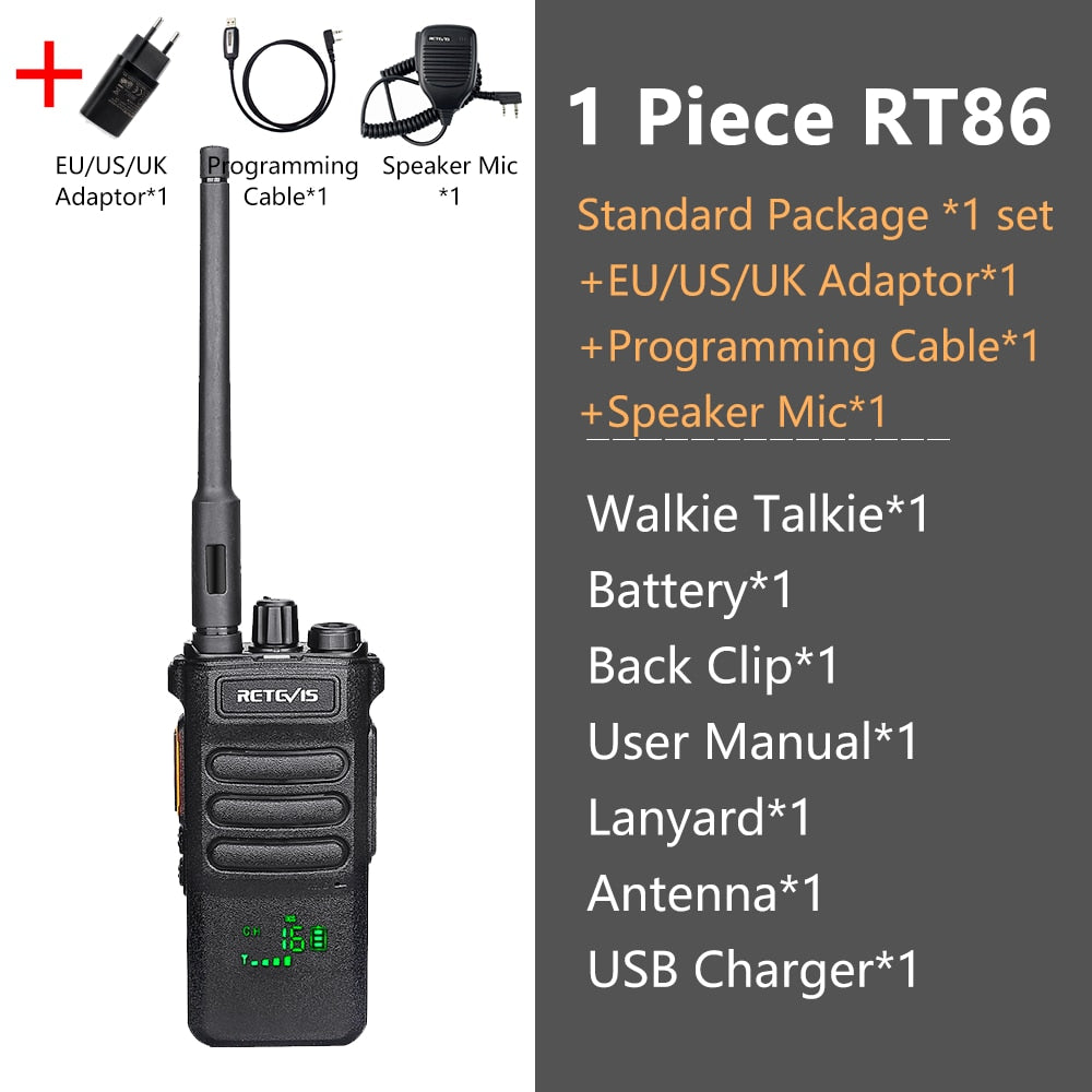 10W Retevis Walkie Talkie Long Range RT86 Walkie-talkies 1/ 2 pcs Two-way radio Powerful