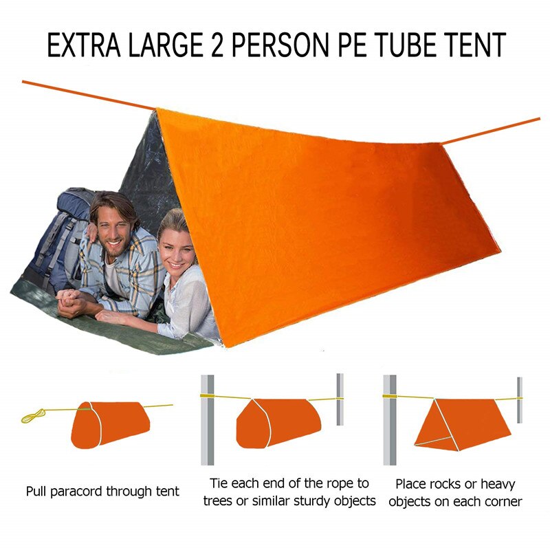 Shelter Survival Tent 2-4 Person Mylar Emergency Tube Tent Lightweight Waterproof Thermal