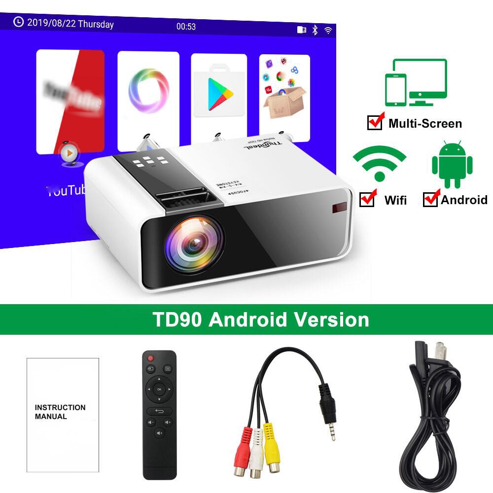 ThundeaL HD Mini Projector TD90 Native 1280 x 720P LED WiFi Projector Home Theater Cinema