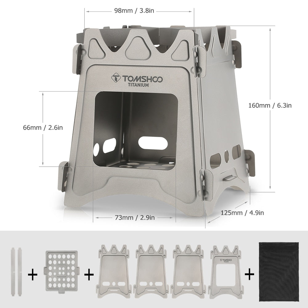 Lightweight Titanium Wood Stove Backpacking Camping Outdoor Portable Firewood Furnace