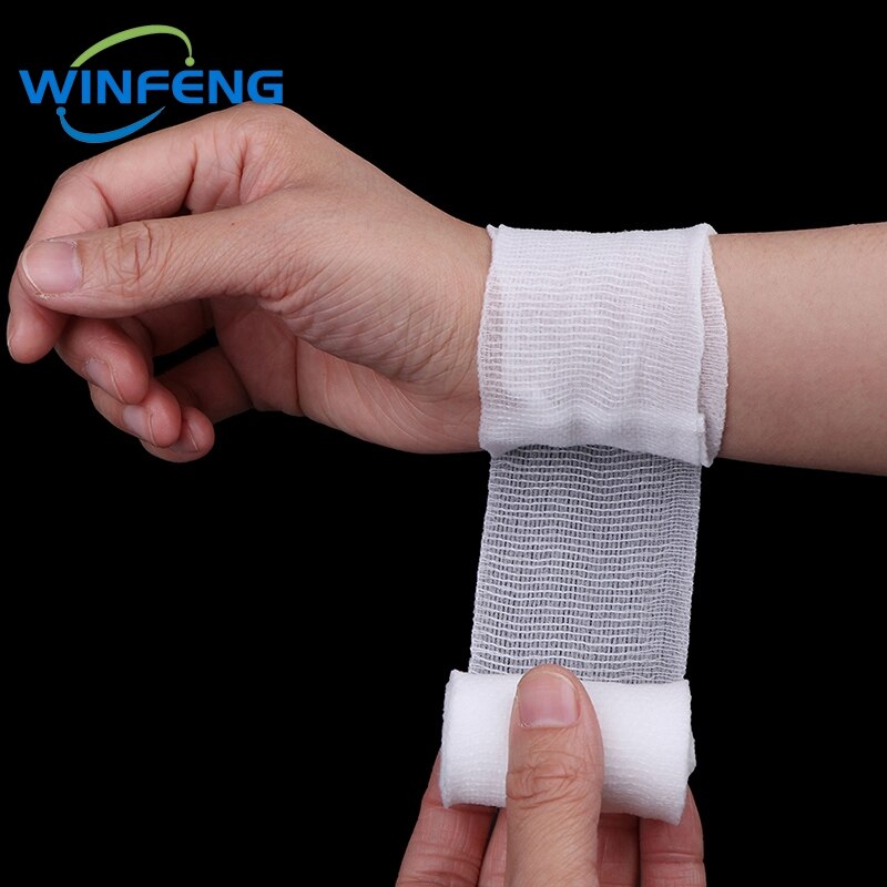 10Pcs Emergency First Aid PBT Elastic Bandages Breathable Cotton Wound Care Dressing