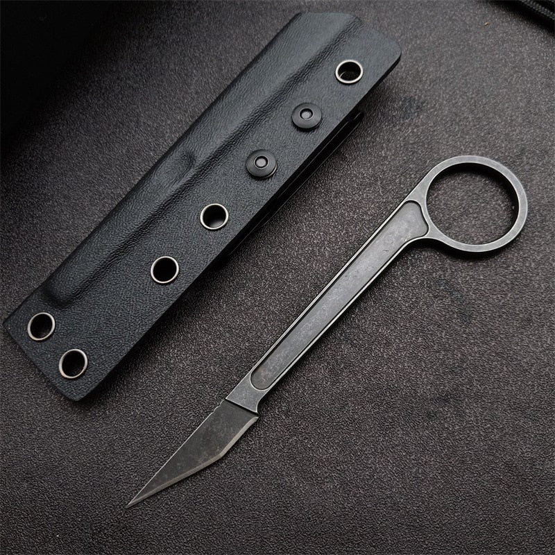 Outdoor Mini Neck Knife Fixed Blade EDC Hunting Knife with K Sheath Keychain Tactical Survival Tool