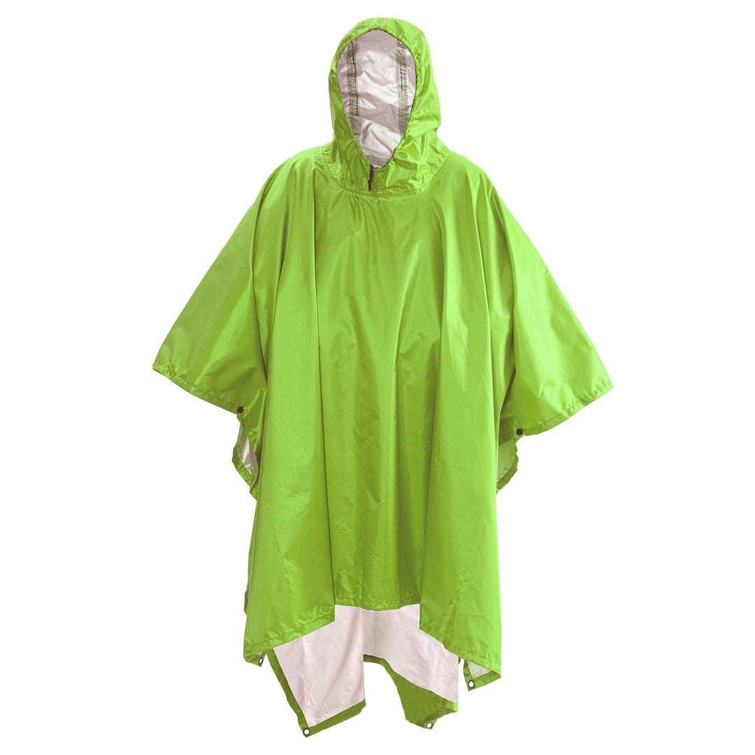 Multifunctional 3 In 1 Rain Coat Hiking Camping Raincoat Poncho Mat Awning Durable Outdoor