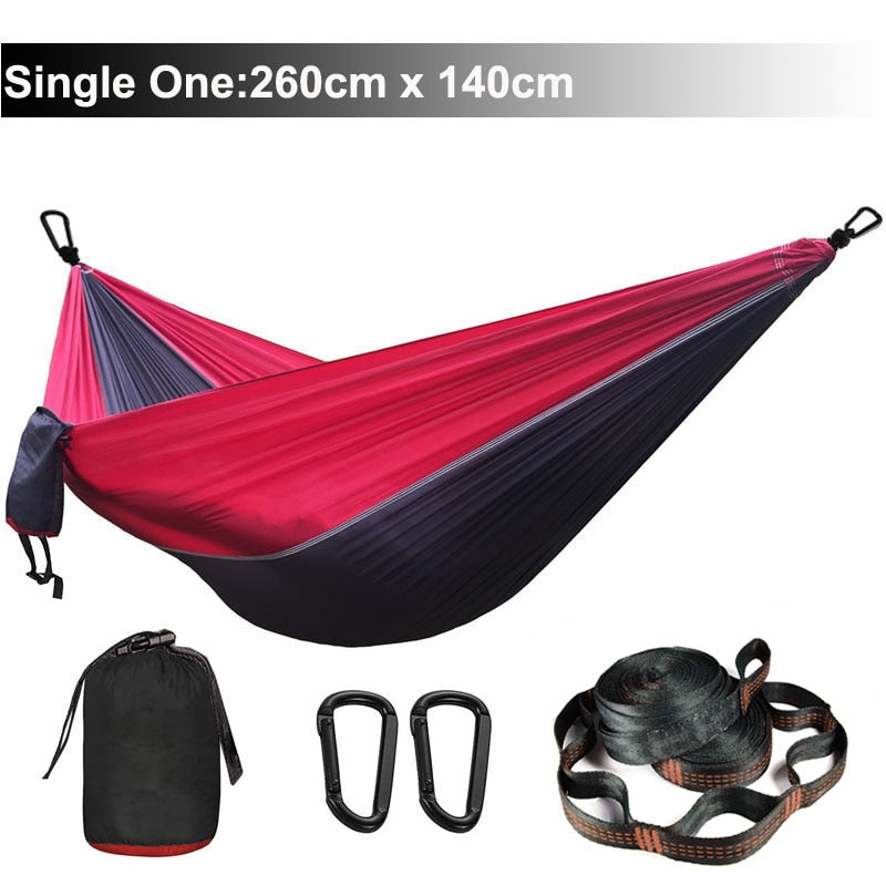 Solid Color Parachute Hammock with Hammock straps and Black carabiner Camping Survival