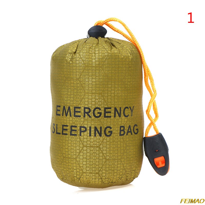 Outdoor Portable Drawstring Bag Emergency Survival Blanket With Whistle Storage Bag PE