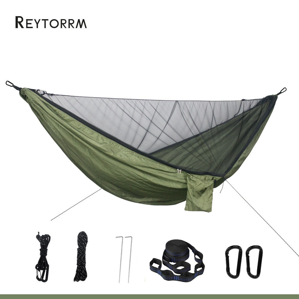 Lightweight Double Person Mosquito Net Hammock Easy Set Up Tree Straps Portable