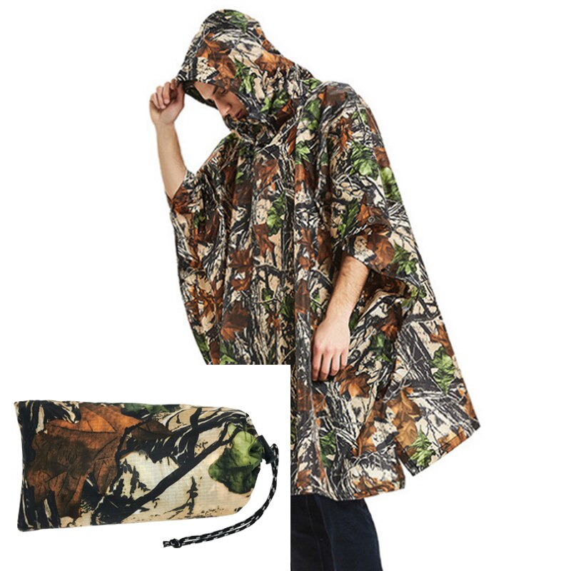 Outdoor Military Breathable Camouflage Poncho Jungle Tactical Raincoat Birdwatching Hiking