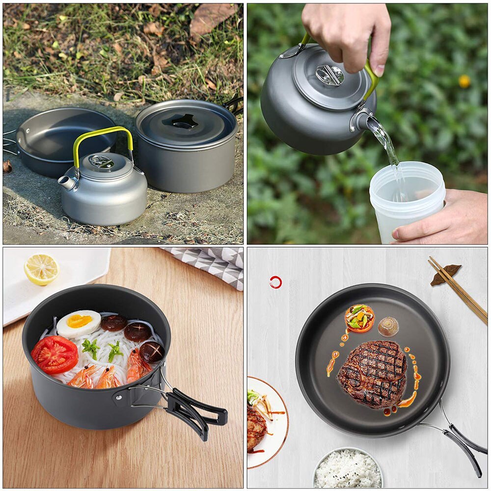 Camping Cookware Set Aluminum Nonstick Portable Outdoor Pots Set Outdoor Tableware