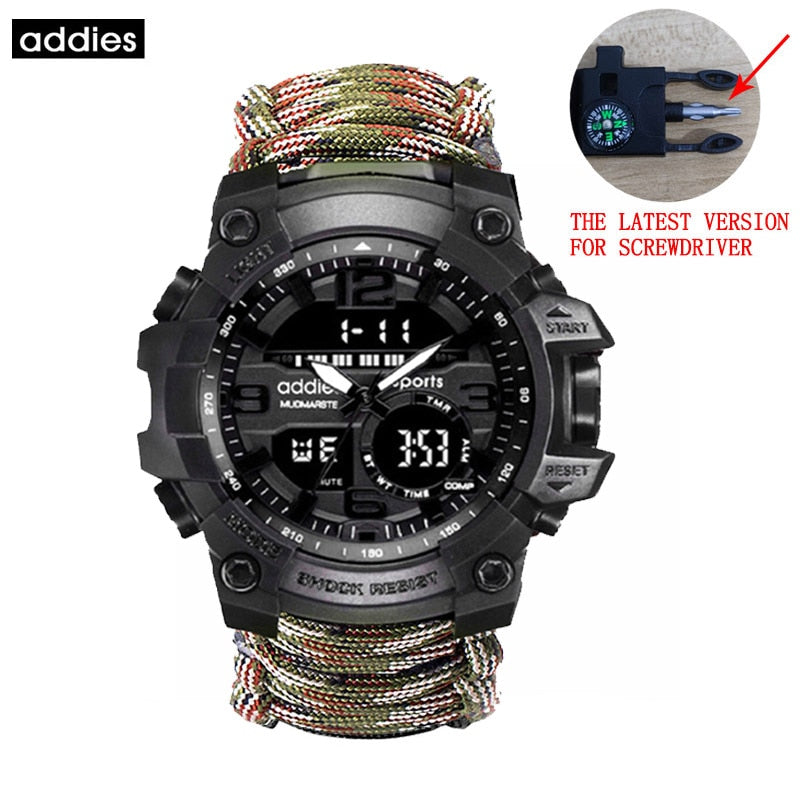 ADDIES Men Military Sports Digital Watches Compass Outdoor Survival Multi-function