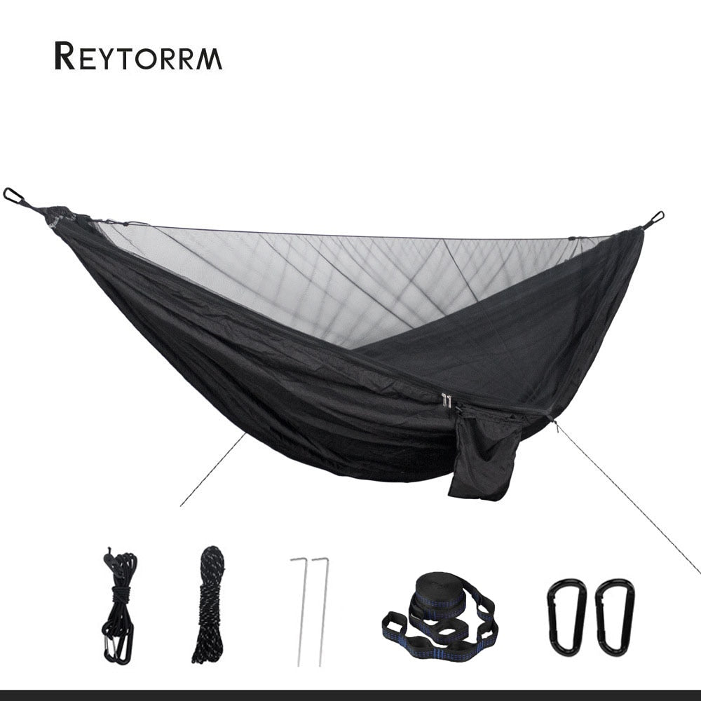 Lightweight Double Person Mosquito Net Hammock Easy Set Up Tree Straps Portable