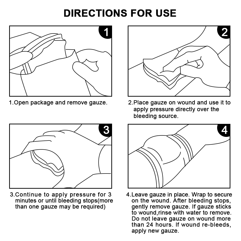 Hemostatic Kaolin Gauze Combat Emergency Trauma Z-Fold Soluble For Tactical Military First Aid Kit