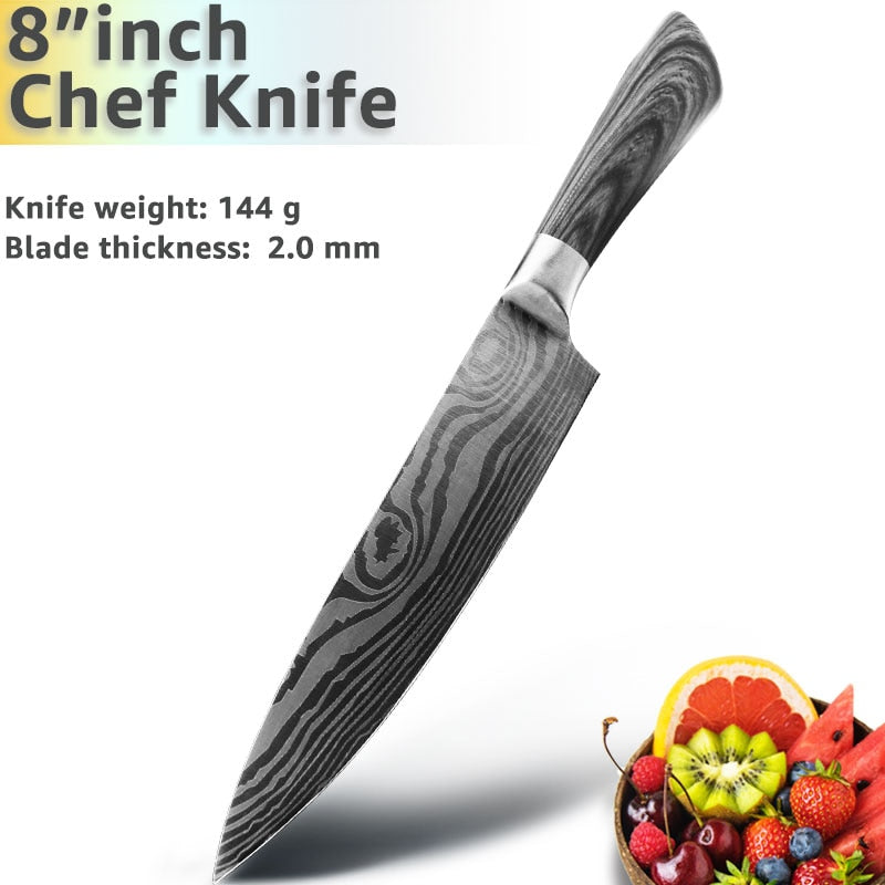 Kitchen Knife 5 7 8 inches stainless steel chef knives Meat Cleaver Santoku utility Cooking Set