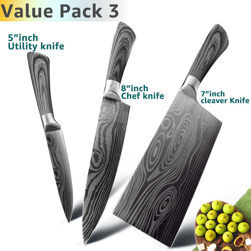 Kitchen Knife 5 7 8 inches stainless steel chef knives Meat Cleaver Santoku utility Cooking Set